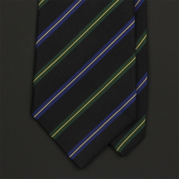 Полковой черный галстук ATKINSONS в синюю и зеленую полоску