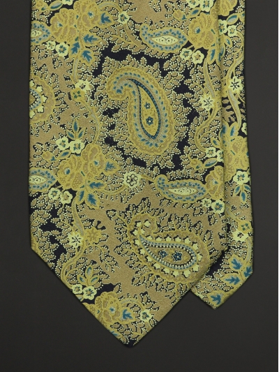 Оливковый шёлковый галстук CHRISTIAN DIOR с рисунком пейсли