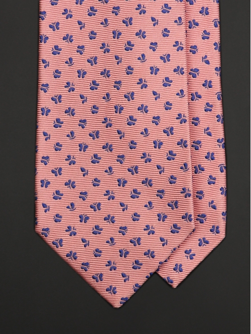Розовый шёлковый галстук VALENTINO с синими бабочками