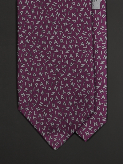Фиолетовый шёлковый галстук LANVIN с буквами