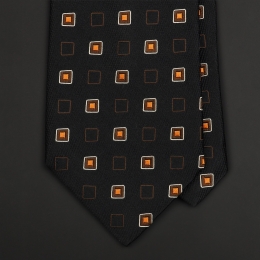 Черно-коричневый шелковый галстук ERMENEGILDO ZEGNA с рисунком фуляр