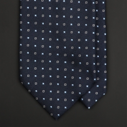 Темно-синий шелковый галстук RAVAZZOLO с мелким рисунком фуляр