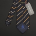 Черный шелковый галстук LANVIN с золотисто-ванильными полосками