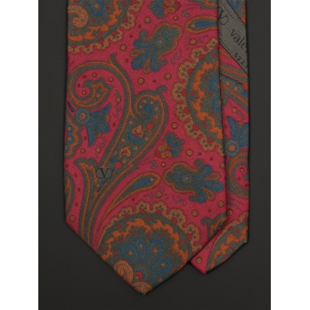 Винтажный красный галстук VALENTINO с растительным орнаментом