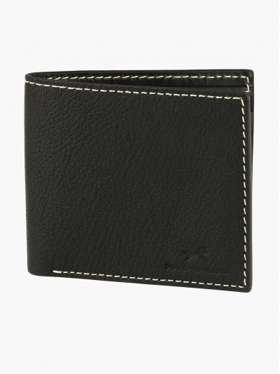 Чёрный компактный кошелёк двойного сложения FOUR-IN-HAND